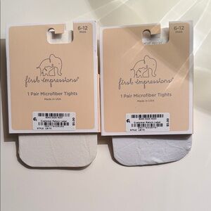 First Impressions Microfiber Tights - White and Ivory